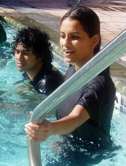 swimming class in pool